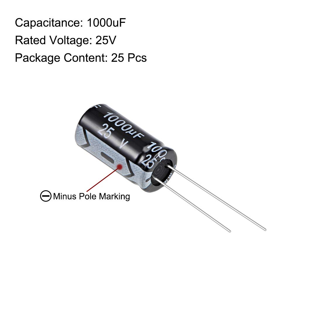uxcell 1000uF 25V Capacitor, Aluminum Electrolytic Capacitors 105C